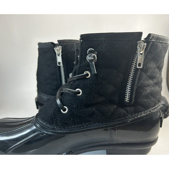 Nautica Wooley Duck Boots All Black Barely Worn Snow Rain Rubber Boots Size 10 - Picture 8 of 8